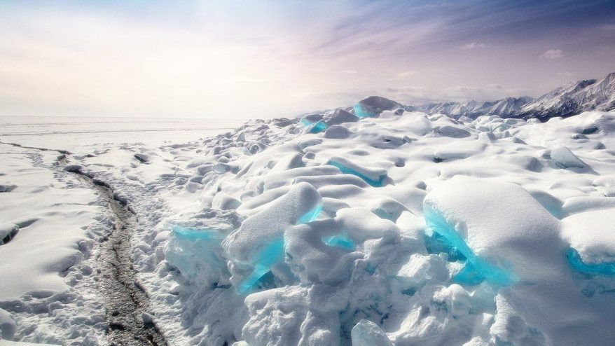 Paisajes: Hielo turquesa del lago Baikal